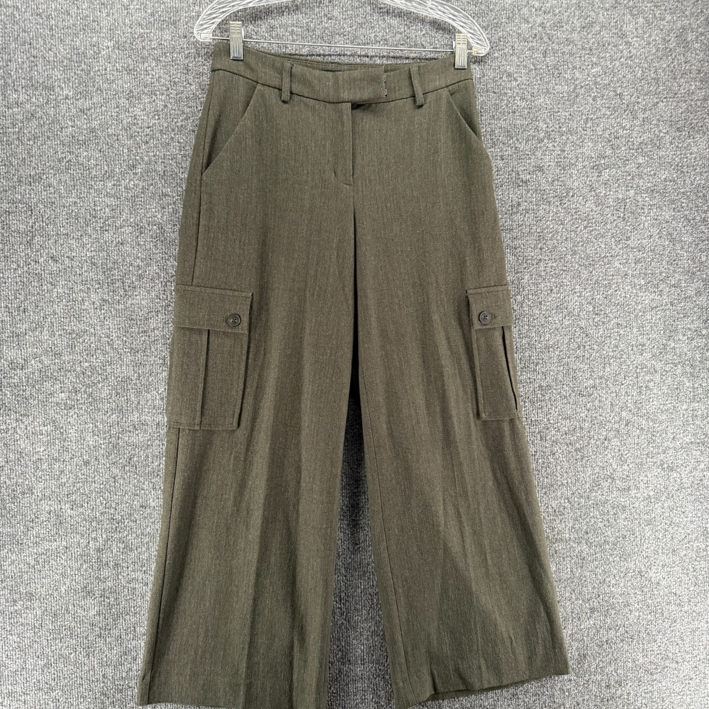Express Pants Womens 2 Short Brown Editor Cargo Wide Leg Old Money Quiet Luxury